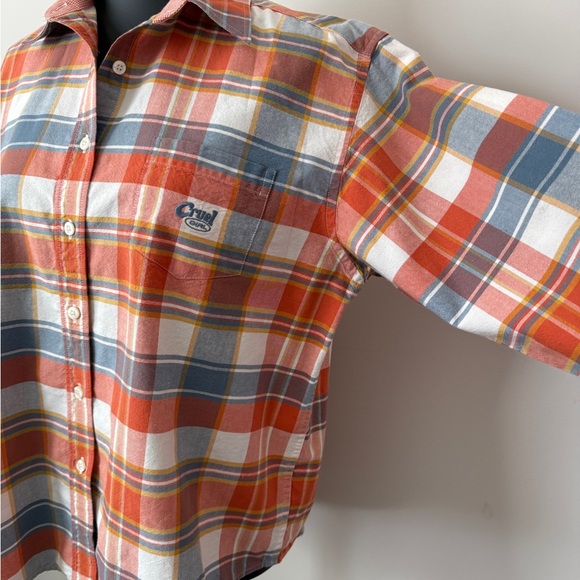 Cruel Girl Women's L Plaid Button-Down Shirt in Orange, Blue, and White - Picture 6 of 14